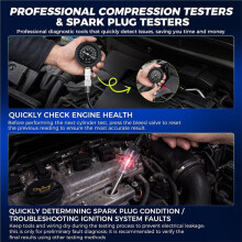 Cilindercompressietestkit - 0-300 PSI-Meter, 5 Adapters, Bougietestfunctie voor Diagnose van Automotoren
