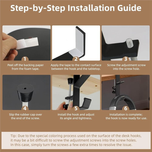 4pcs Desk Mount Bag Rack Hook Clip, Student Desk Hook with Adjustable Clip, Headphone Holder Backpack Hook