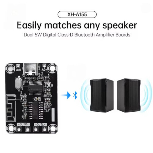 1PCS XH-A155 5V PAM8403  Amplifier Board 5Wx2 Digital Audio Power Amp Module with Type-C Input for Speaker DIY 2