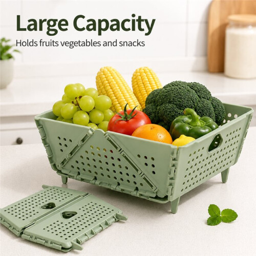 Foldable Fruit Basket Plastic Kitchen Colander Vegetable Washing Drain Basket Picnic Car Storage Organizer 1