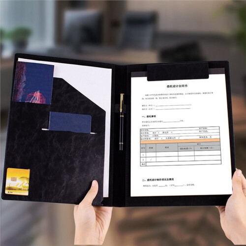 Porte-Documents A4 en Cuir Noir avec Porte-Documents Magnétique 1