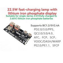 22.5W Power Bank Fast Charging Module for 3.2V LFP Battery Reverse-Polarity Protection Support QC4.0 PD3.0 VOOC Protocol