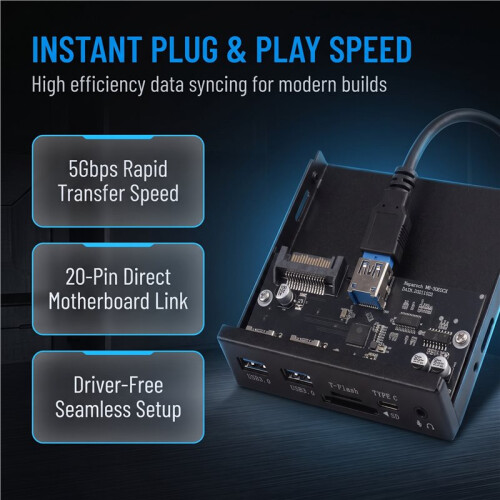 USB 3.0 for Micro-, TF Flash 3.5 Internal Card Reader Audio Port USB-C Type-C Front Panel Dual USB 3.0 Port Floppy Hub 1