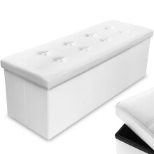 Nyxi Foldable Ottoman Storage Box, 110x38x38cm, 120L Capacity Faux Leather, Multi-Purpose 2-Seater, Foot Stool, Storage Organizer with Lid for Kids