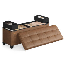 SONGMICS Storage Ottoman, Folding Storage Bench with Lid, 110 x 38 x 40 cm