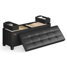 SONGMICS Storage Ottoman, Folding Storage Bench with Lid, 110 x 38 x 40 cm