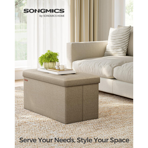 Songmics SONGMICS Ottoman Storage Box, Foldable Tufted Bench, 80L 1