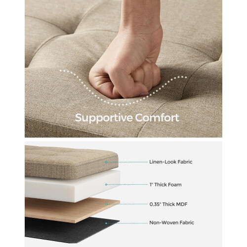 Songmics SONGMICS Ottoman Storage Box, Foldable Tufted Bench, 80L 2
