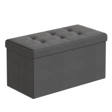 SONGMICS Ottoman Storage Box, Foldable Tufted Bench, 80L