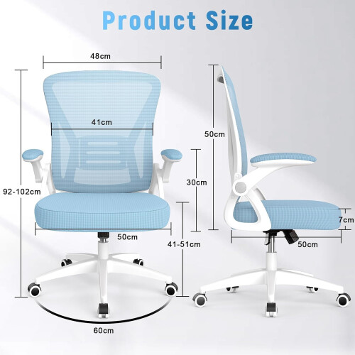 naspaluro Office Chair with Back Support (Without Headrest, White & Blue) 2