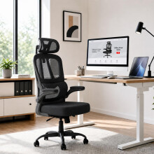 WUPY Breathable Mesh Ergonomic Office Chair with Adjustable Lumbar, Black