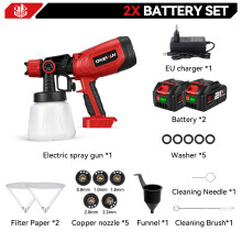 ONEVAN Pistolet de pulvérisation électrique sans fil, 1400ml, 2 Batteries, pour meubles et acier