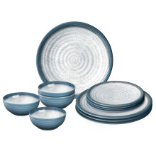 BRUNNER 12PC CAMPING MELAMINE DISH SET OUTDOOR DINNER PLATE BOWL PICNIC BBQ
