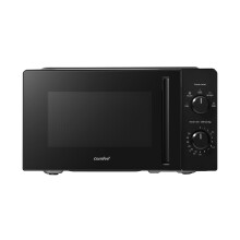 COMFEE' 20L Compact Black Microwave Oven, 700W Solo Manual Countertop Microwave with 5 Power Levels, Quick Defrost, Easy Clean, Dial Timer, Ideal for