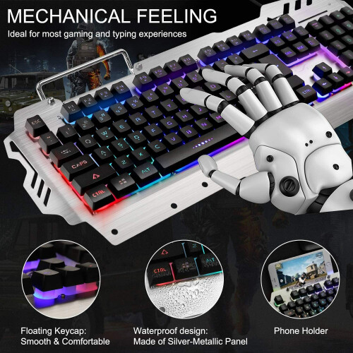 Gaming Keyboard and Mouse Sets, Backlit Rainbow Ergonomic Wired Keyboard & Mouse 1