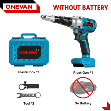 ONEVAN klinknagelpistool, draadloos, borstelloze motor, 25000N trekkracht, voor bouw en auto