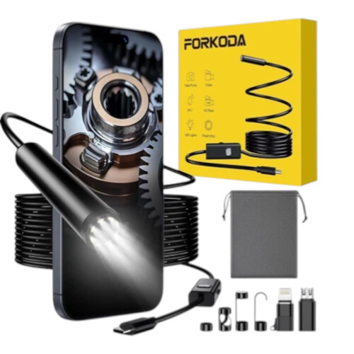 Forkoda DN200 1920P HD Endoscope Camera 5m Cable 8 LED for Android iOS IP67