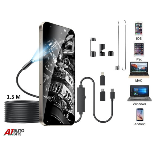 1080P Endoscope Inspection Camera Borescope Snake 1.5M For IOS iPhone / Android