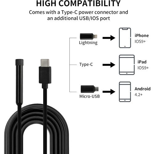 1080P Endoscope Inspection Camera Borescope Snake 1.5M For IOS iPhone / Android 2