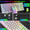 Wireless Gaming Keyboard & Mouse Rainbow Backlit Rechargeable White For PC Phone 4