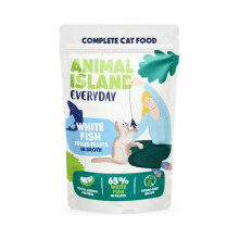 ANIMAL ISLAND biała ryba szarpane fileciki w rosole dla kota 85g