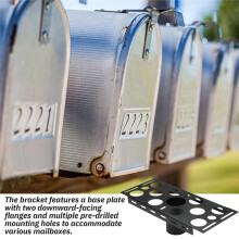 Mailbox Bracket for 2-3/8" Round Post, Heavy Duty Metal Mailbox Mount for Residential & Commercial Use