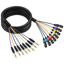 Cabo de Extensão de Áudio de 3 Pinos TRS XLR para 6,35 mm, Cabo de Microfone de 8 Canais, Cabo de Áudio Estéreo