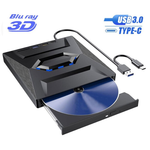 External Blu Ray Drive Burner,Portable Bluray Player Writer,CD Burner,DVD & CD-ROM,External Blu-Ray Drive for PC Laptop 2