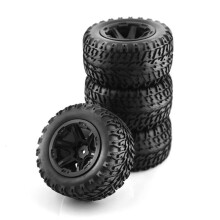 RED SPIDER 1/10 RC Truck Tires & Wheels 2.8 Inch 12mm Hex, 103.5mm RC Truck Tyres Rim Set for Rustler Black