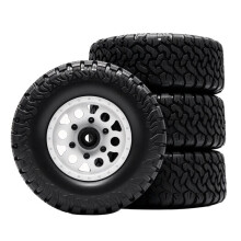 RED SPIDER 1/10 RC Short Course Truck Tires and Wheels Set, 113mm RC Tyres RC Car Replacement Parts for Slash, Baja, Losi White