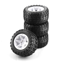 RED SPIDER 1/10 RC Truck Tires & Wheels 2.8 Inch 12mm Hex, 103.5mm RC Truck Tyres Rim Set for Rustler White