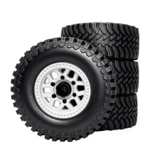 RED SPIDER 1/10 RC Tires Wheels Set, 113.7mm RC Short Course Truck Tyres RC Car Replacement Wheels for Losi, Slash, Arrma White
