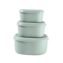 Silicone Food Storage Containers Bento Lunch Box Set of 3 Microwave Oven Safe Space Saving Nesting Bowls Green
