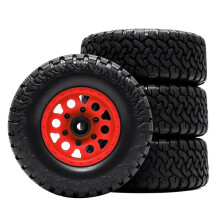 RED SPIDER 1/10 RC Short Course Truck Tires and Wheels Set, 113mm RC Tyres RC Car Replacement Parts for Slash, Baja, Losi Red