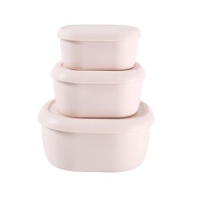 Silicone Food Storage Containers Bento Lunch Box Set of 3 Microwave Oven Safe Space Saving Nesting Bowls Beige