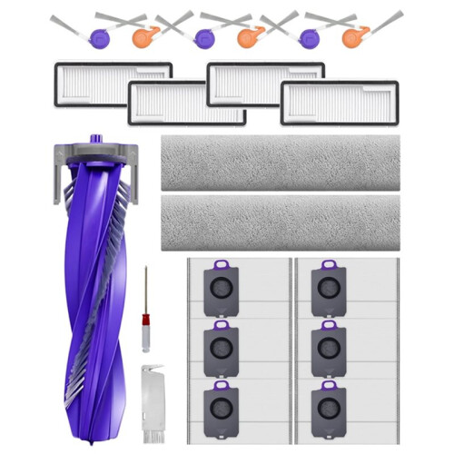 21 Pcs Replacement Parts for  Flow Robot Vacuum Cleaner Main Side Brush Filter Roller Mop Dust Bag