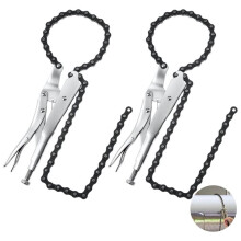 2 Stuks 9 Inch Vergrendelbare Kettingklem met 19,6 Inch Lange Ketting, Vergrendelbare Kettingtang, Industriële Pijpklem, Kettingsleutel 6,2 Inch D