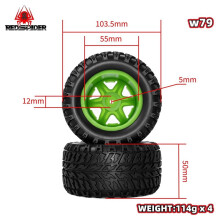 RED SPIDER 1/10 RC Truck Tires & Wheels 2.8 Inch 12mm Hex, 103.5mm RC Truck Tyres Rim Set for Rustler Black