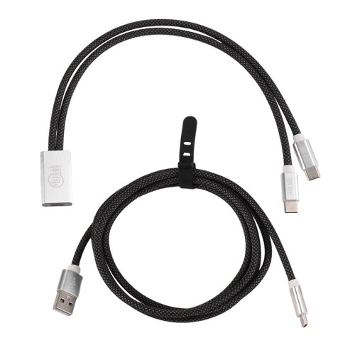 1.7m Dual-Device 2-in-1 Braided Cable Suitable for Gaming Keyboard & Mouse Black