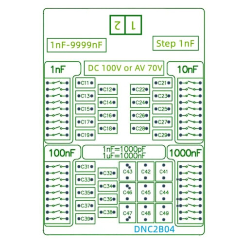 DNC2B04 Programmable Capacitors Board 1nF-9999nF - 4 Digit Decade Polypropylene Film Capacitors for Electronic Testing