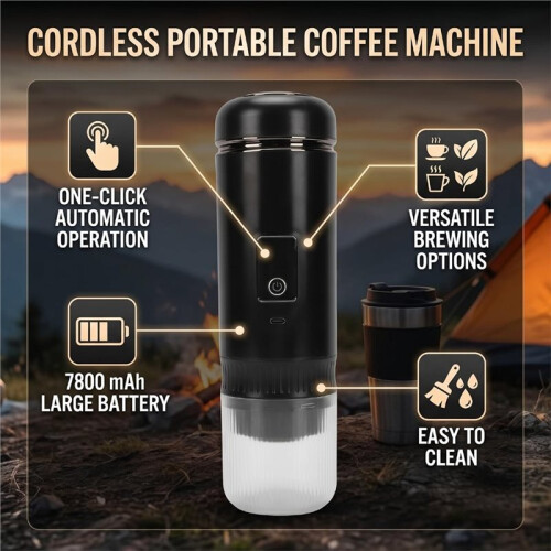 Handheld Portable Wireless Coffee Maker Heating Extraction with Digital Display Capsule Coffee Cup for Hikers Campers A 2