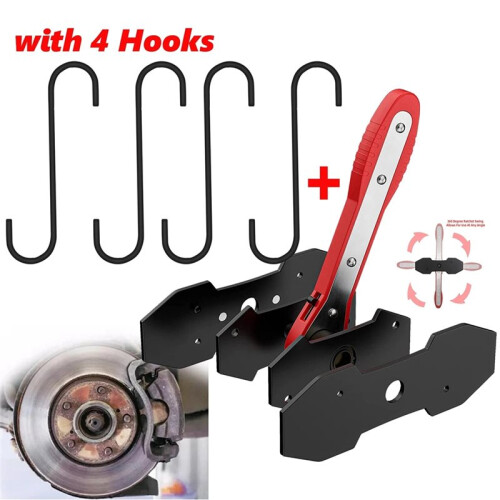 Ratchet Brake Caliper Piston Tool - 4pc Hook Set for Car Brake Pad Replacement & Wind-Back Tool 2