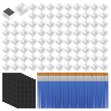 Watercolor Empty Half Pan Set with Flat & Fine Tip Brushes Magnetic Strips for Watercolor Painting DIY Art