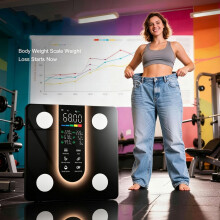 Bilancia Pesapersone: BMI e Massa Grassa, 25 Parametri, Ampio Display da 5,8" con Misurazione Della Massa Muscolare e Sincronizzazione .