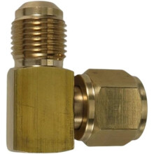 90 Elbow Connector 3/8" Female to Male Flare for Gases Fired Heaters, Brass Swivel Fitting Low Pressure Propane Adapter