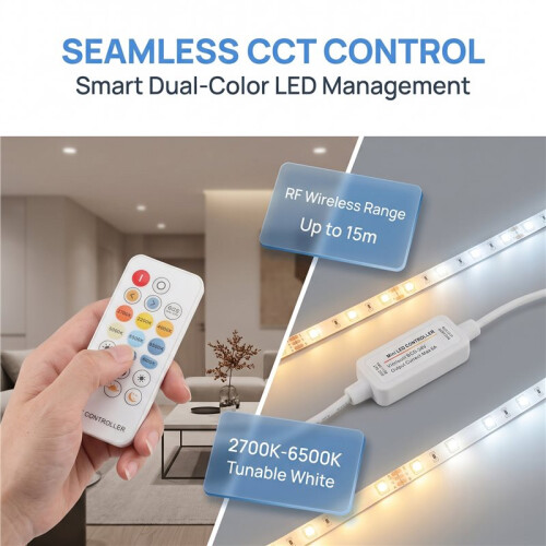 17 Keys  RF 2-Wire CCT Controller 2 Wire CCT LED Strip Controller for Two-Wire Tunable White LED Light Strip 2