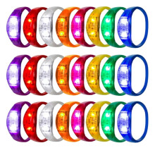 24Pcs Led Sound Control Bracelet Voice Control LED Glow Wristband for Party Bar Birthday Gift New Year Wedding Festival