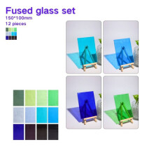 12 Sheets Colorful Fused Glass Art - DIY Kiln Fused Glass for Jewelry Making, Crafts, Sun Catchers & Home Decor B