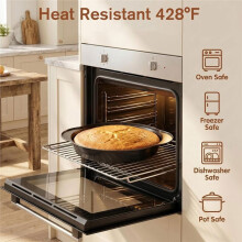 3Pcs Round Cake Pan Set with 50Pcs Parchment Paper, Carbon Steel Bakeware, Dishwasher Safe