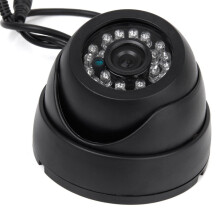 Negro Camaras de vigilancia PAL 1/3" CMOS 700TVL 24 LED IR Corte 3,6 mm Camara de CCTV de cupula interior de seguridad
